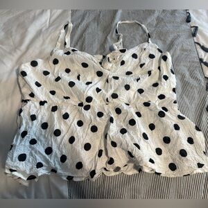 White and Black Polka Dot tank top with bow